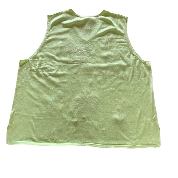 MAGGIE SWEET 100% Cotton Embroidered Lime Green Palm Trees Knit Tank, Size 4X - Picture 5 of 9